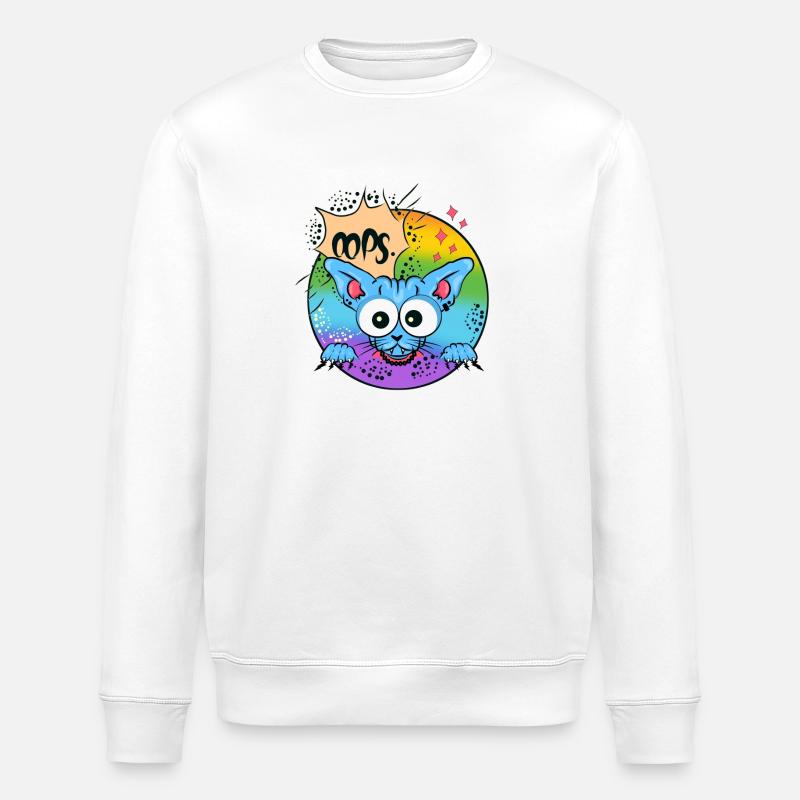 Tollpatsch Bunt Katzenähnlich - Stanley/Stella Unisex Bio-Sweatshirt ROLLER - Weiß