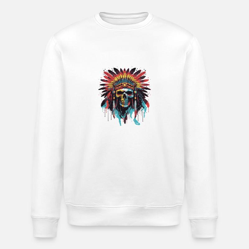 Apache Totenkopf Indianer Pop Art - Stanley/Stella Unisex Bio-Sweatshirt ROLLER - Weiß