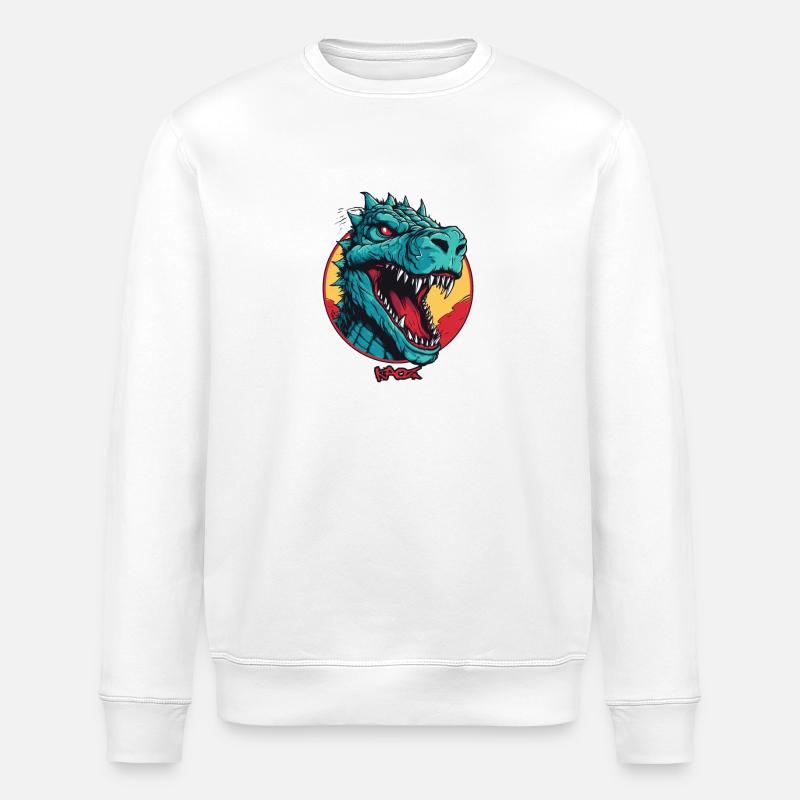 Rex Dino Dinosaur Mascot - Stanley/Stella ROLLER Unisex Organic Sweatshirt - white