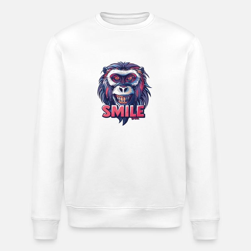 Souriez, singe, souriez - Sweat bio ROLLER Stanley/Stella Unisexe - blanc