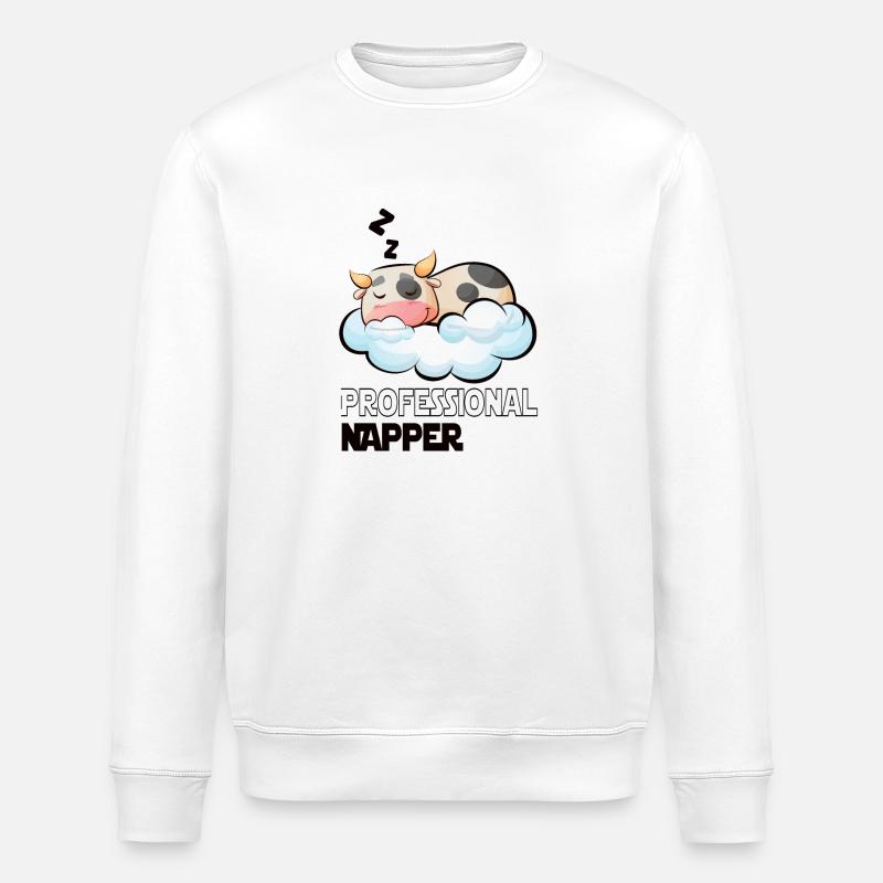 Professinonal Napper Kuh Schlafen Langschläfer - Stanley/Stella Unisex Bio-Sweatshirt ROLLER - Weiß