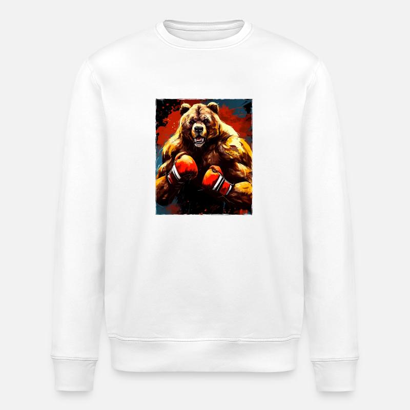 Combattant de boxeur grizzly - Sweat bio ROLLER Stanley/Stella Unisexe - blanc