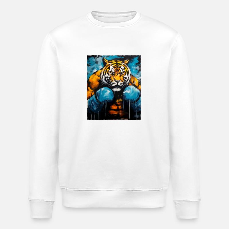 Combattant de boxeur tigre - Sweat bio ROLLER Stanley/Stella Unisexe - blanc