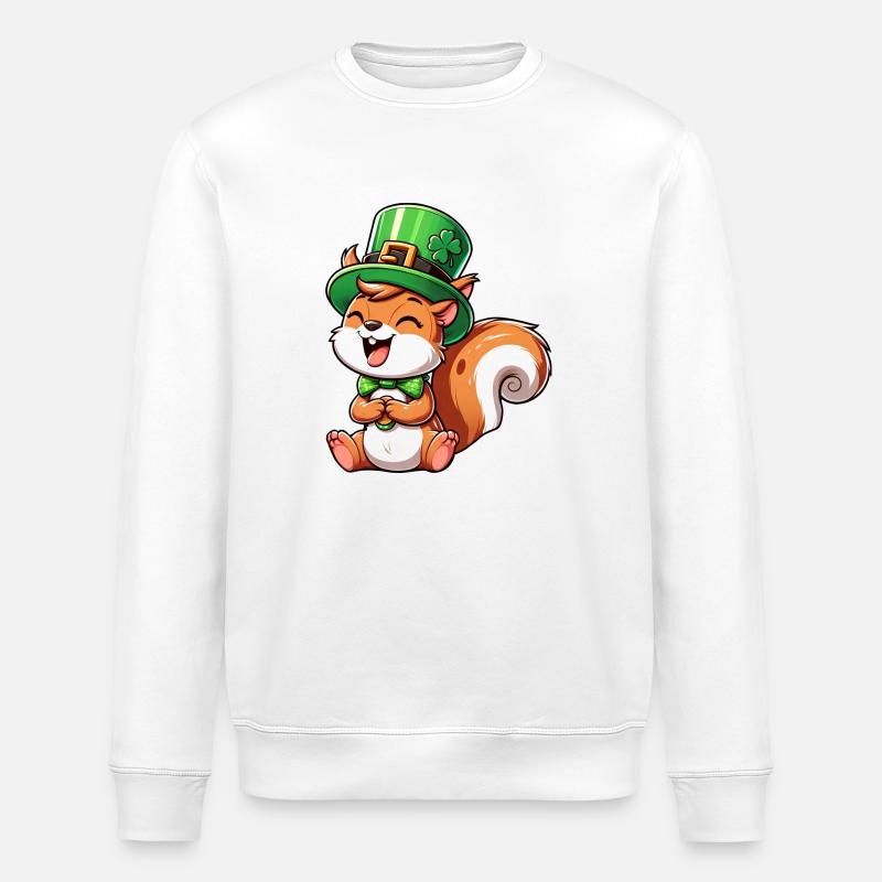 Naughty Squirrel St. Patrick's - Stanley/Stella ROLLER Unisex Organic Sweatshirt - white