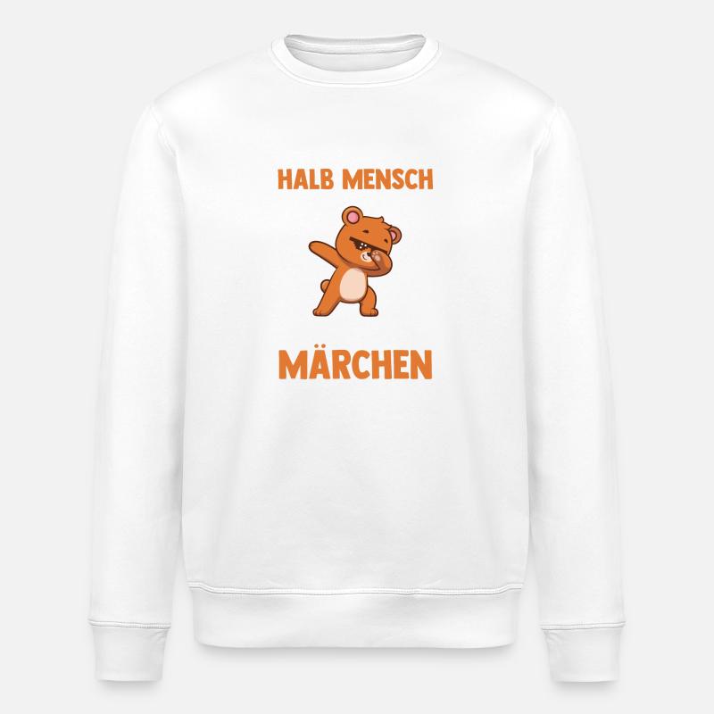 Halb Mensch Halb Bärchen - Stanley/Stella Unisex Bio-Sweatshirt ROLLER - Weiß