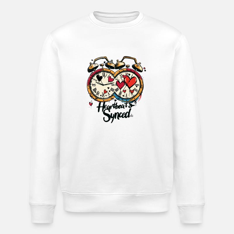 Heartbeats Synced - Stanley/Stella ROLLER Unisex Organic Sweatshirt - white