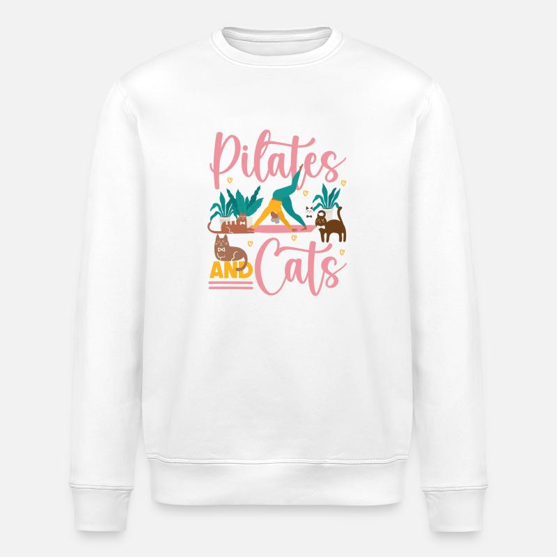 Pilates Instructor Teacher Cat - Stanley/Stella Unisex Bio-Sweatshirt ROLLER - Weiß