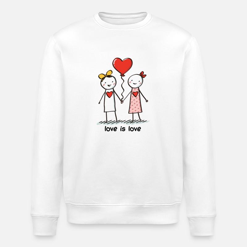 Strichmännchen Lesbisches Liebespaar Liebe - Stanley/Stella Unisex Bio-Sweatshirt ROLLER - Weiß