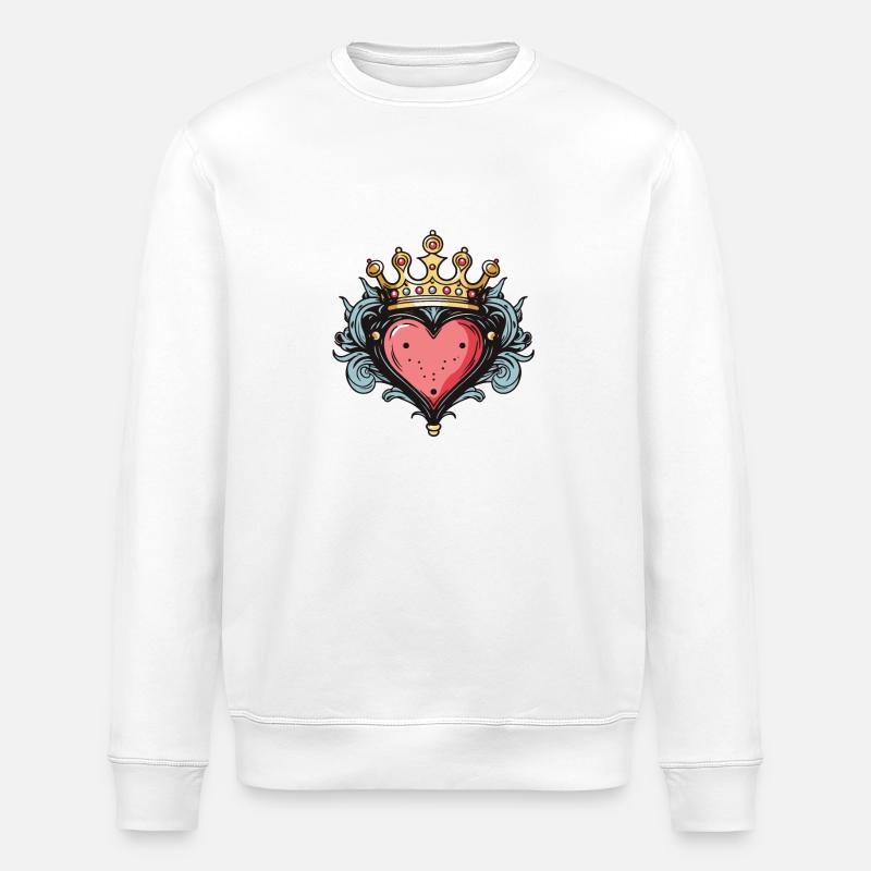 Herz Krone Liebe - Stanley/Stella Unisex Bio-Sweatshirt ROLLER - Weiß