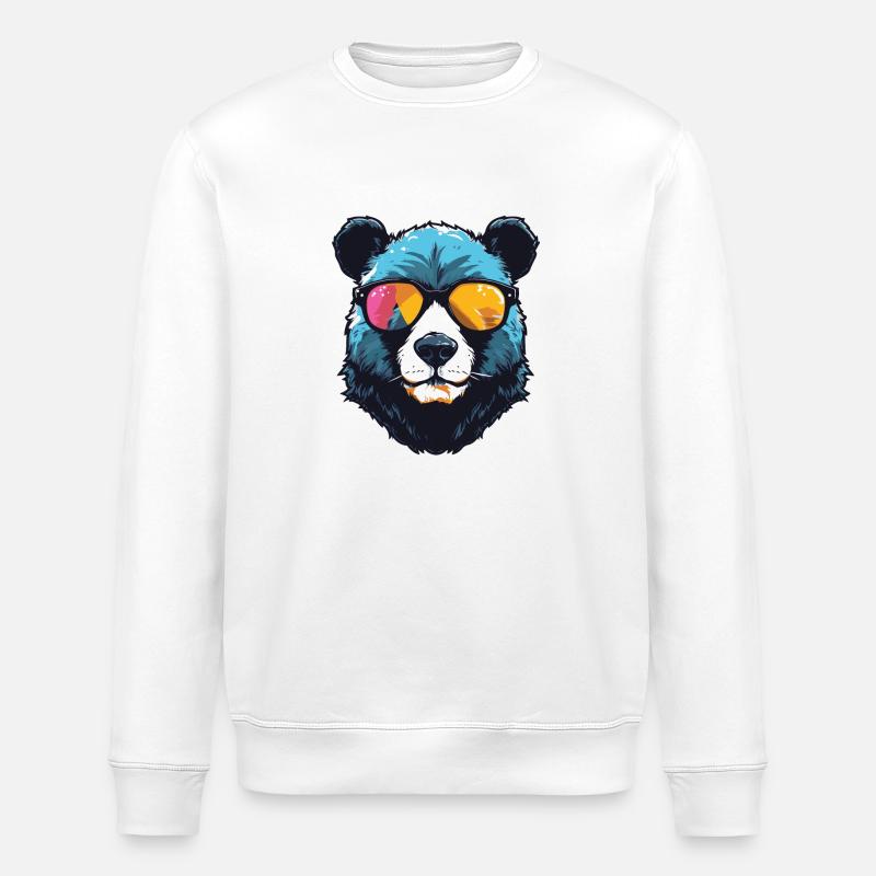 Panda Kopf Porträt Cool - Stanley/Stella Unisex Bio-Sweatshirt ROLLER - Weiß