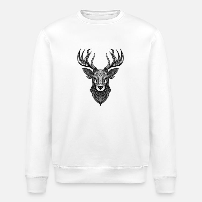 Hirsch Tier Kopf - Stanley/Stella Unisex Bio-Sweatshirt ROLLER - Weiß