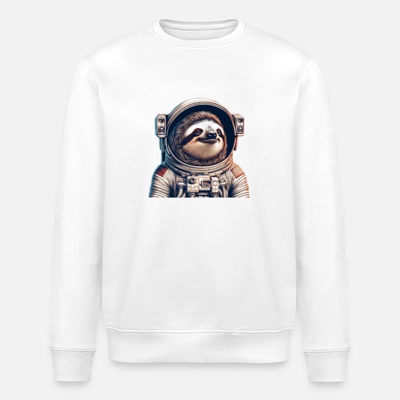 Nachdenkliches Faultier Astronaut - Stanley/Stella Unisex Bio-Sweatshirt ROLLER - Weiß