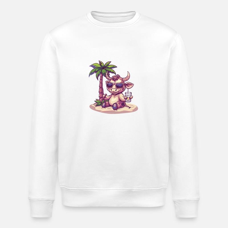 Taurus Summer Beach Vacation - Stanley/Stella ROLLER Unisex Organic Sweatshirt - white