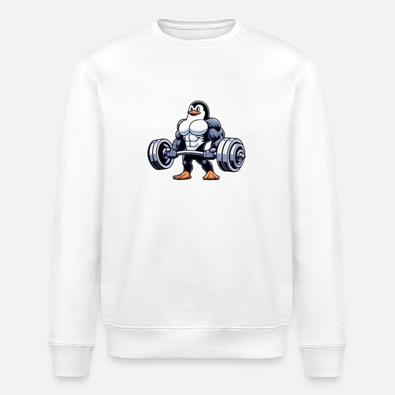 Musculation pingouin avec haltères - Sweat bio ROLLER Stanley/Stella Unisexe - blanc