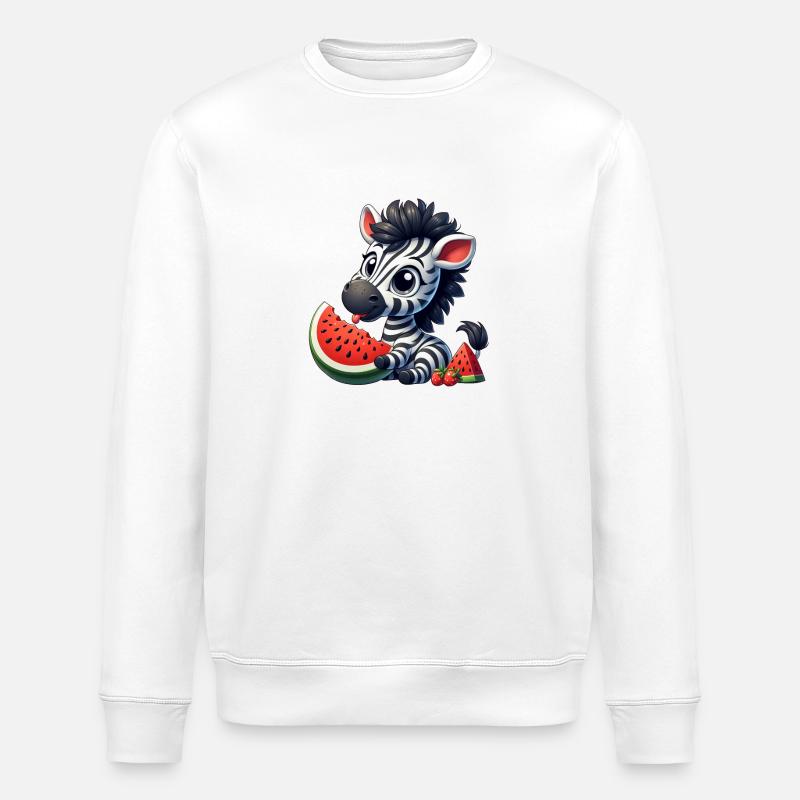 Zèbre avec pastèque fruité drôle - Sweat bio ROLLER Stanley/Stella Unisexe - blanc