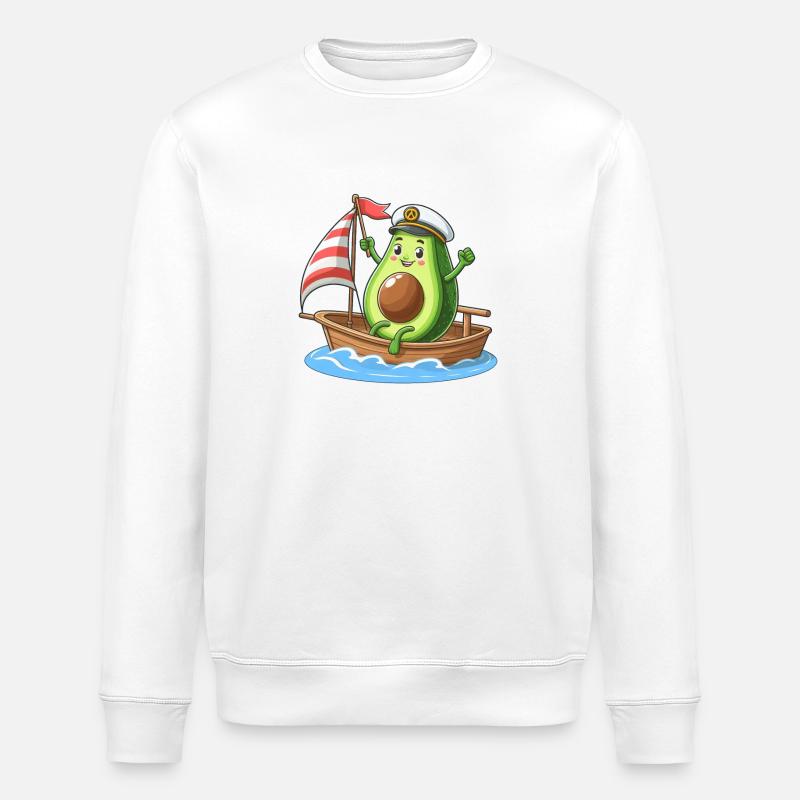 Coole Segeljolle Avocado Sommermotiv - Stanley/Stella Unisex Bio-Sweatshirt ROLLER - Weiß