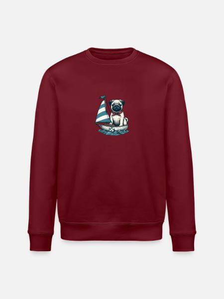 Sommerseiljolle med mops - Stanley/Stella ROLLER økologisk unisex-sweatshirt - hvit