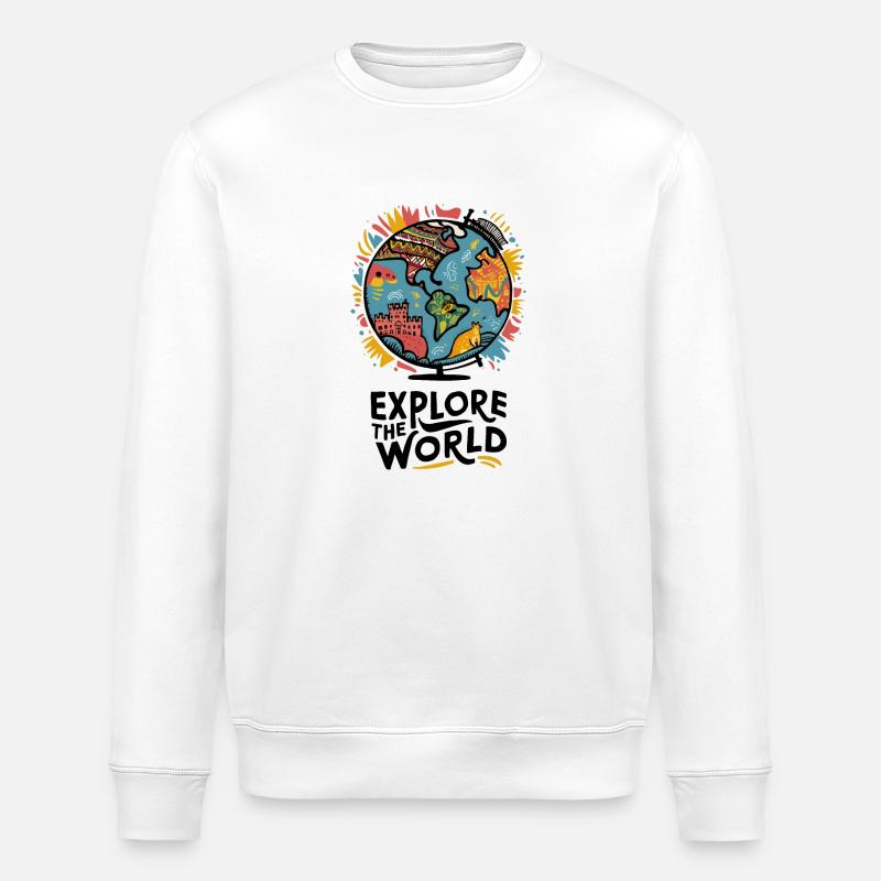 EXPLORE THE WORLD - Stanley/Stella ROLLER Unisex Organic Sweatshirt - white