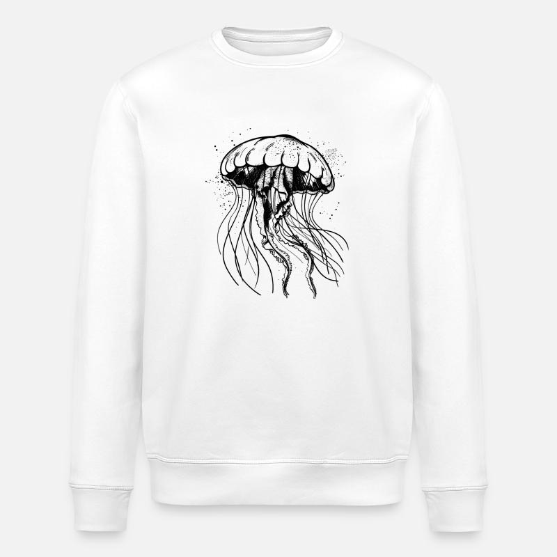 Schwarzes Quallen Motiv - Jellyfish - Stanley/Stella Unisex Bio-Sweatshirt ROLLER - Weiß