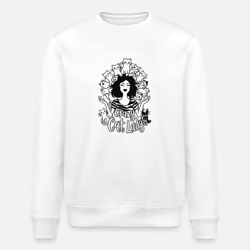 dame chat folle - Sweat bio ROLLER Stanley/Stella Unisexe - blanc