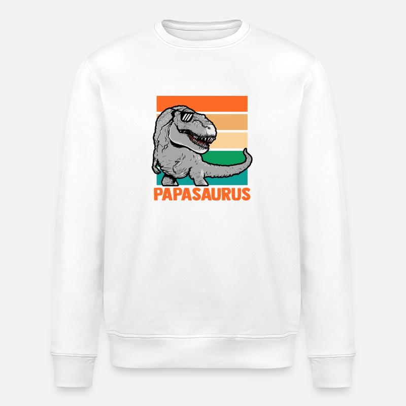 Papa Vater Dino Dinosaurier Papasaurus - Stanley/Stella Unisex Bio-Sweatshirt ROLLER - Weiß