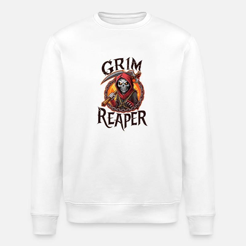 SKULL, GRIM REAPER - Stanley/Stella ROLLER Unisex Organic Sweatshirt - white