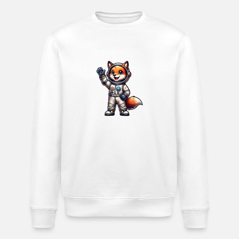Astronaut Fox Space Cosmonaut Universe - Stanley/Stella ROLLER Unisex Organic Sweatshirt - white