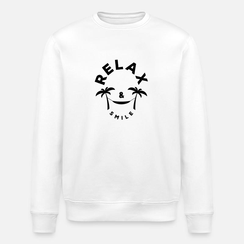 Relax & Smile, Summer - Sun - Holidays - Stanley/Stella ROLLER Unisex Organic Sweatshirt - white