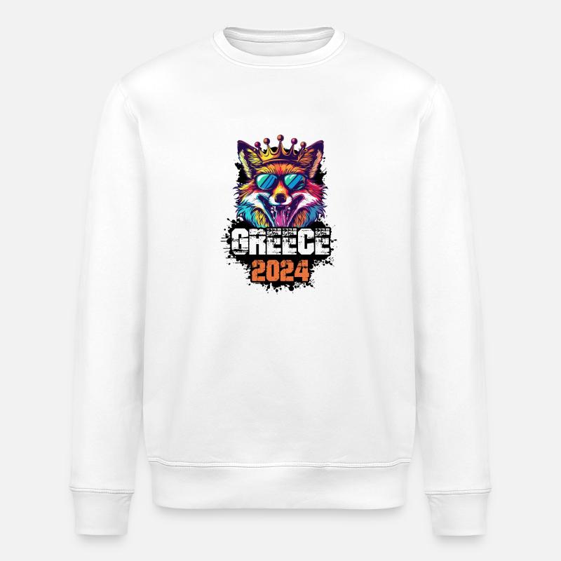 Grèce 2024 Vacances Renard - Sweat bio ROLLER Stanley/Stella Unisexe - blanc