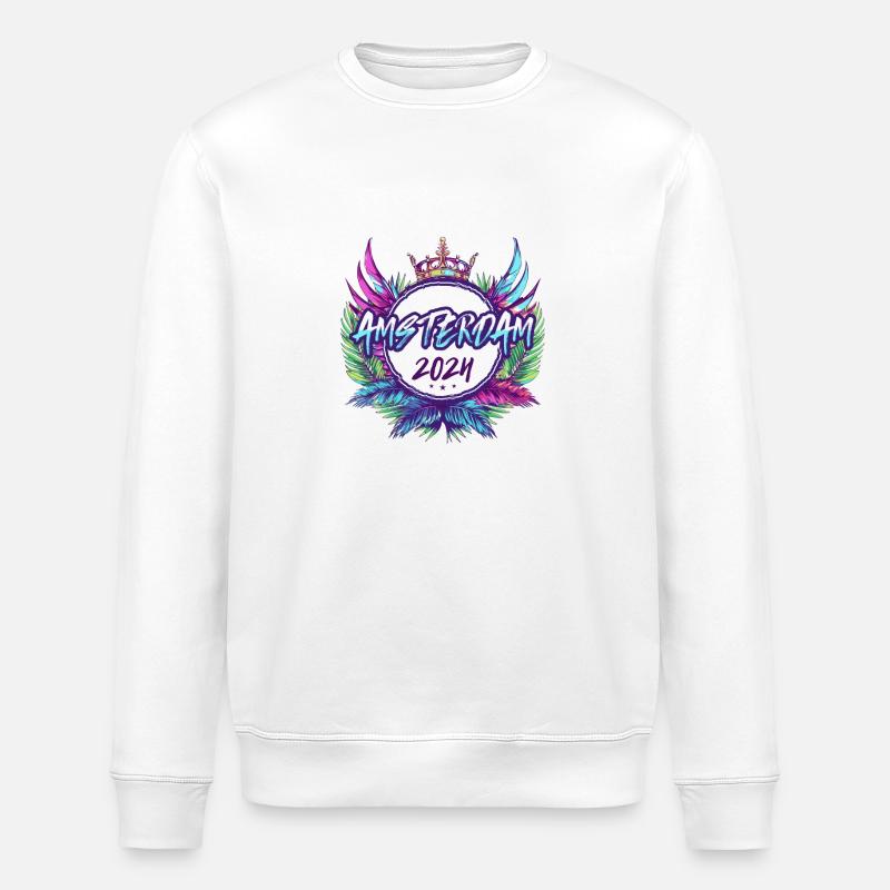 Amsterdam 2024 Bunt - Stanley/Stella Unisex Bio-Sweatshirt ROLLER - Weiß