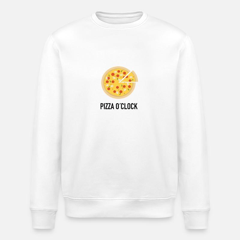 Pizza O´clock Essen als Geschenk - Stanley/Stella Unisex Bio-Sweatshirt ROLLER - Weiß