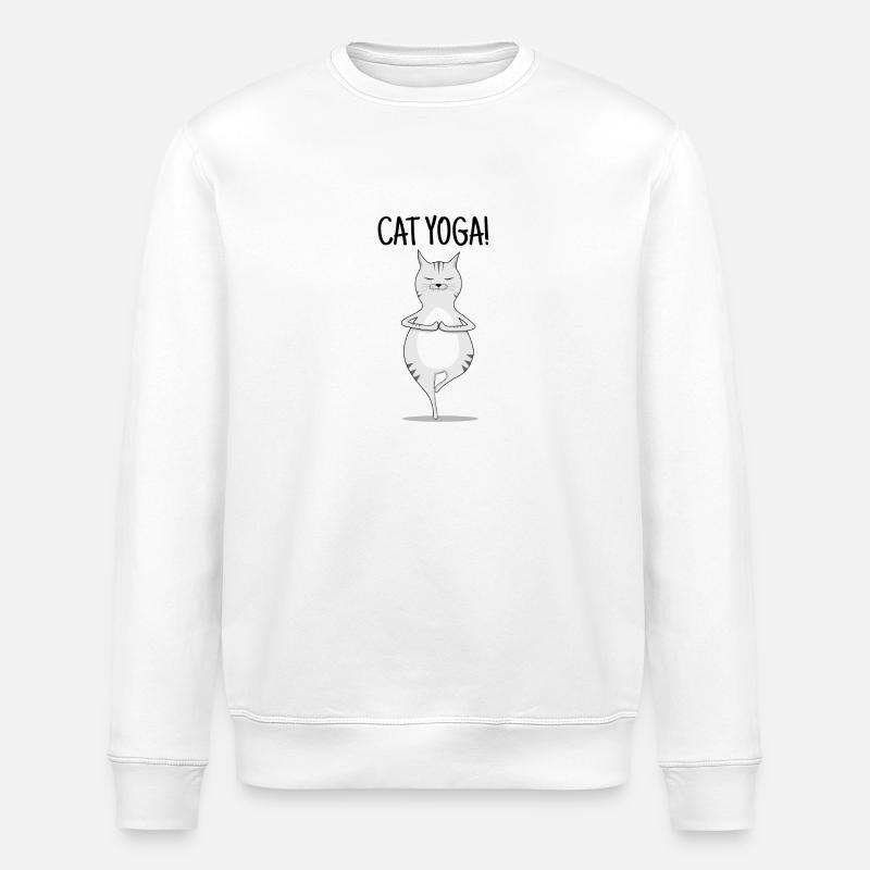 Yoga Katze! - Stanley/Stella Unisex Bio-Sweatshirt ROLLER - Weiß
