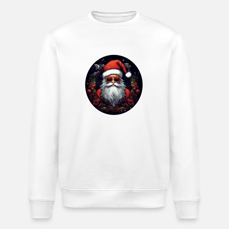 Weihnachtsmann mit Brille - Stanley/Stella Unisex Bio-Sweatshirt ROLLER - Weiß