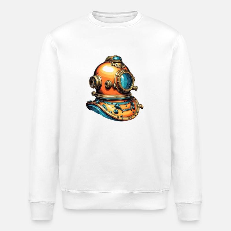 Vieux casque de plongée nostalgique - Sweat bio ROLLER Stanley/Stella Unisexe - blanc
