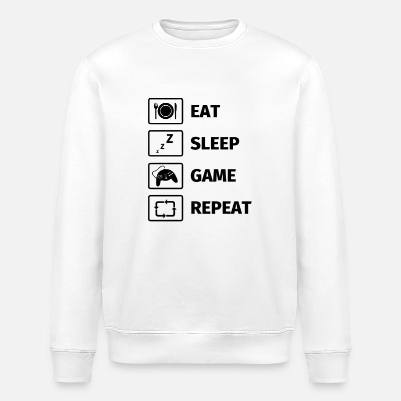 Eat Sleep Game Repeat - Stanley/Stella Unisex Bio-Sweatshirt ROLLER - Weiß