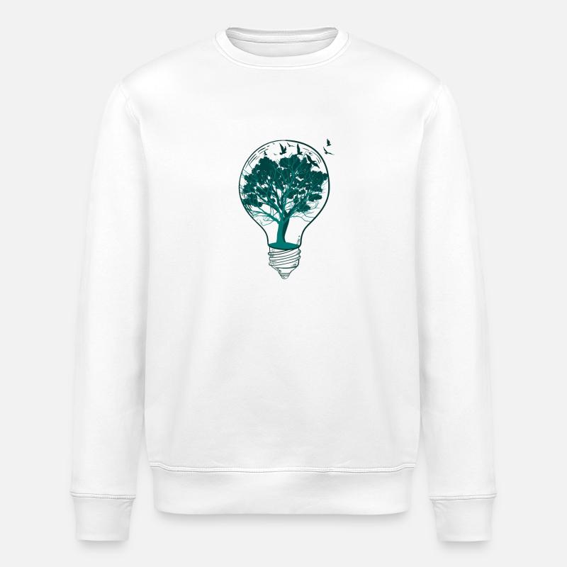 Lightbulb nature tree - Stanley/Stella ROLLER Unisex Organic Sweatshirt - white