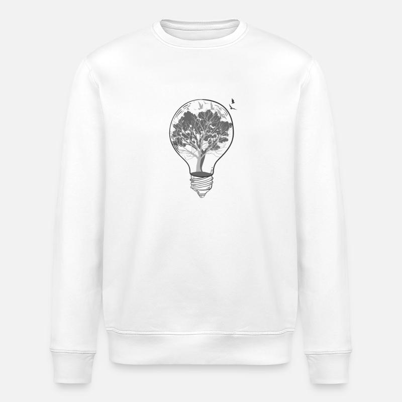 Lightbulb Trees Black White - Stanley/Stella ROLLER Unisex Organic Sweatshirt - white