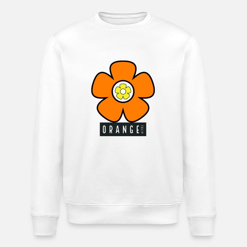 Orange Tulip Double-Flower - Stanley/Stella Unisex Bio-Sweatshirt ROLLER - Weiß