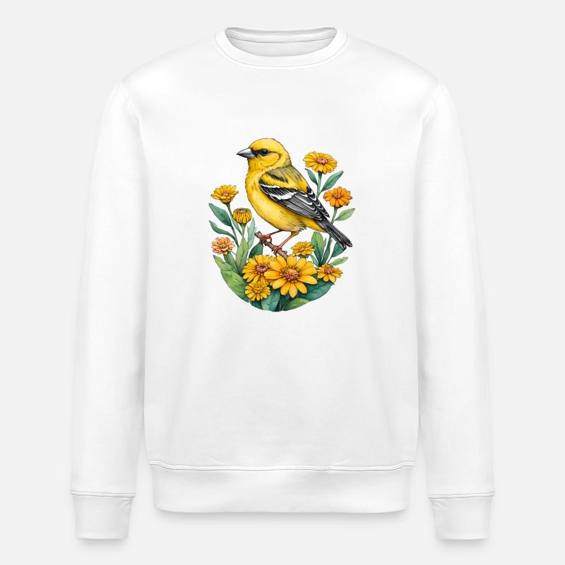 Pinson jaune - Sweat bio ROLLER Stanley/Stella Unisexe - blanc