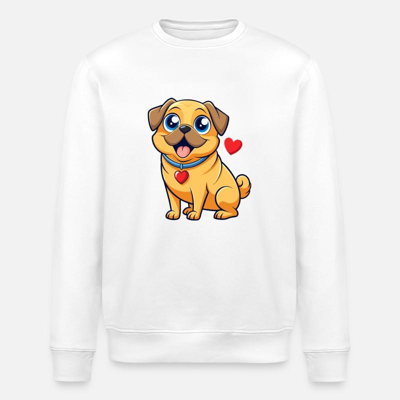 Liebevolle Puggle Digitale Kunst - Stanley/Stella Unisex Bio-Sweatshirt ROLLER - Weiß