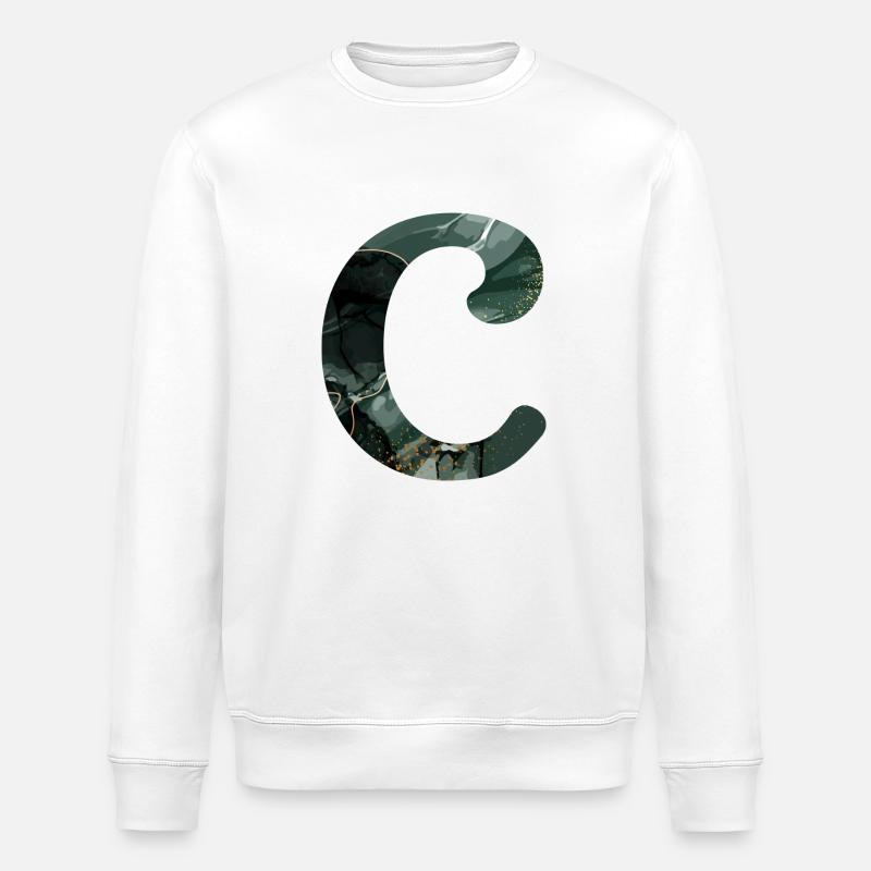 Grün marmorierter Buchstabe c - Stanley/Stella Unisex Bio-Sweatshirt ROLLER - Weiß