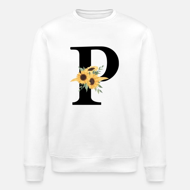 Buchstabe p Blumen-Sonnenblume - Stanley/Stella Unisex Bio-Sweatshirt ROLLER - Weiß
