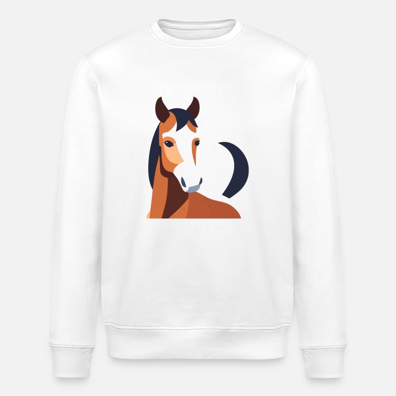 Pferd mit braunem Fell - Stanley/Stella Unisex Bio-Sweatshirt ROLLER - Weiß