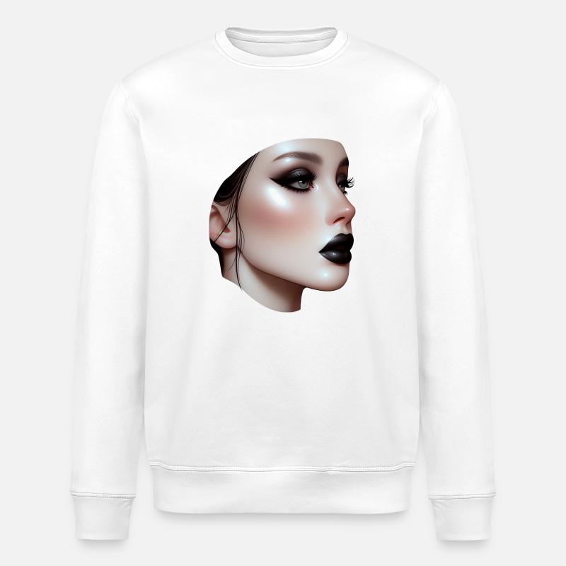 Face - Black Lip - Stanley/Stella ROLLER Unisex Organic Sweatshirt - white