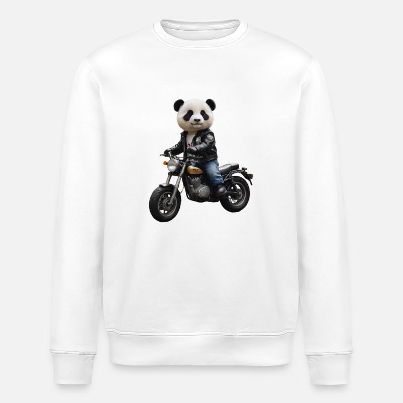 Biker Panda - Stanley/Stella Unisex Bio-Sweatshirt ROLLER - Weiß