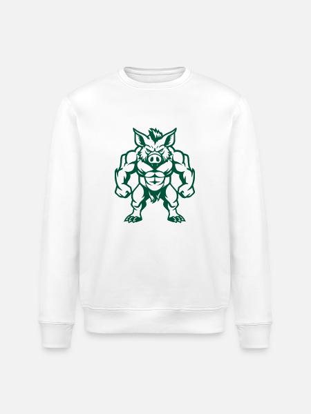 Wild Boar Comic - Stanley/Stella ROLLER Unisex Organic Sweatshirt - white