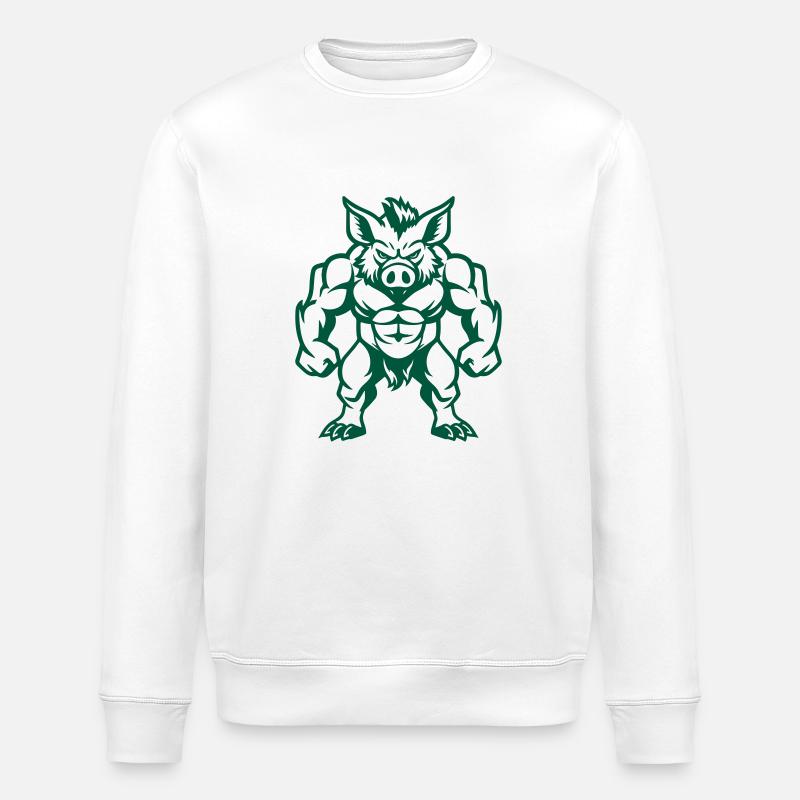 Wild Boar Comic - Stanley/Stella ROLLER Unisex Organic Sweatshirt - white