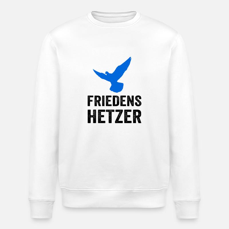 FRIEDENSHETZER mit Friedenstaube - Stanley/Stella Unisex Bio-Sweatshirt ROLLER - Weiß