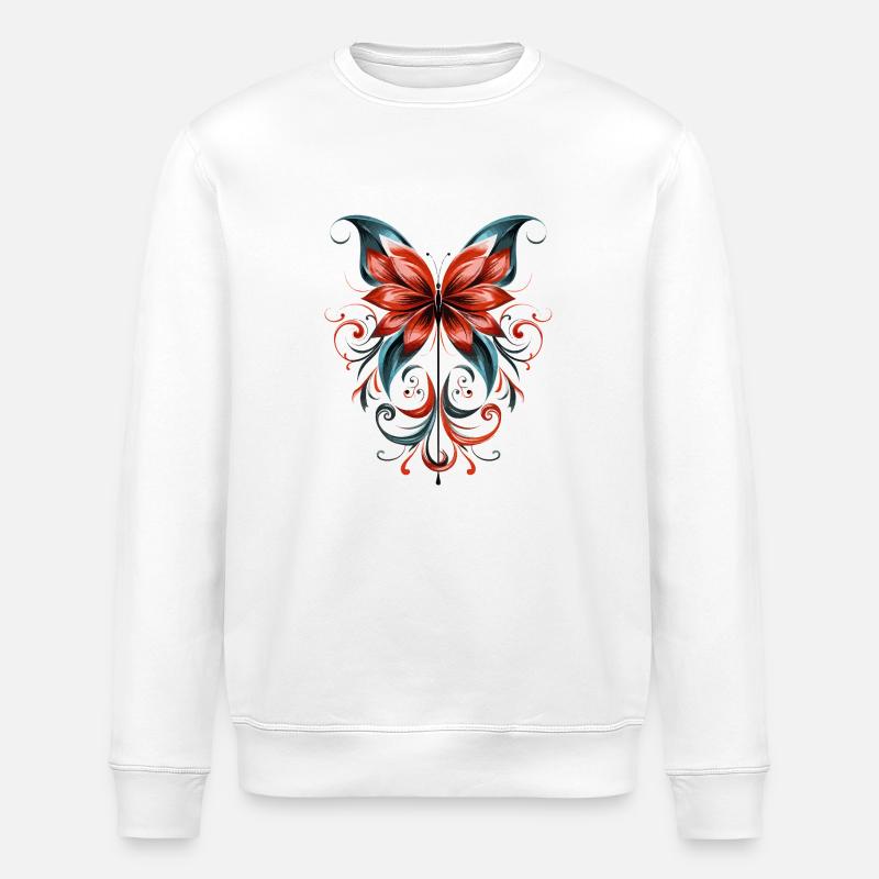 Ornament-Schmetterling - Stanley/Stella Unisex Bio-Sweatshirt ROLLER - Weiß