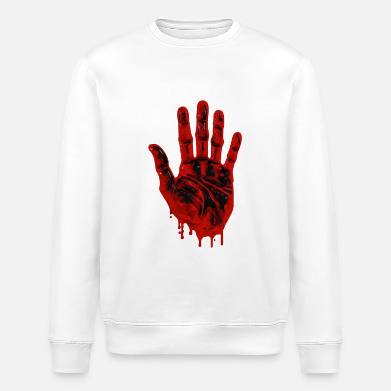 Halloween blutiger Handabdruck - Stanley/Stella Unisex Bio-Sweatshirt ROLLER - Weiß